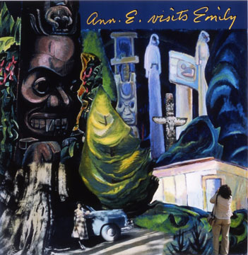 œuvre intitulée Ann E. Visits Emily [Ann E. visite Emily] de l’artiste Métis Rosalie Favell. La toile fait partie de la collection d’Affaires autochtones et Développement du Nord Canada. Reproduite avec la permission de Rosalie Favell.